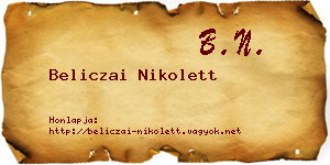 Beliczai Nikolett névjegykártya